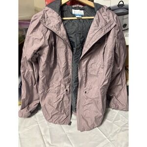 Columbia Women's Hooded Jacket Pink Gray Snowflake Print Size L Lightweight‎